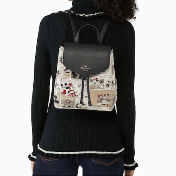 Authentic KATE SPADE SAFFIANO Leather flap Disney Mickey mousse backpack - Picture 5 of 14